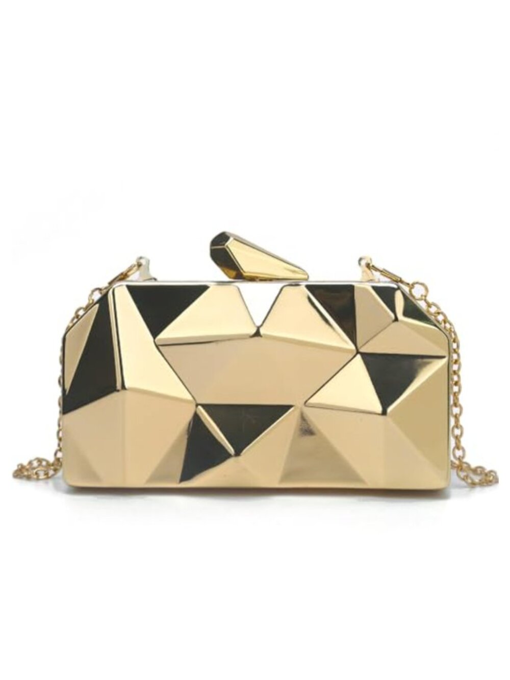 Lattice Pattern Metal Clutch Purse Geometric Evening Bag